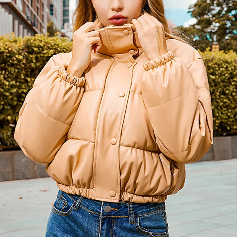 Jocoo Jolee Winter Thick Warm Cropped Puffer Jacket