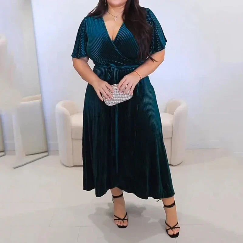 Kuclut Women Dress Summer Simple Solid V Neck