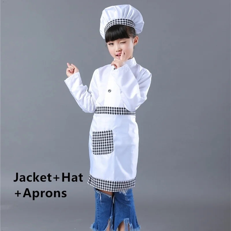 Kids Chef Jackets Kitchen Roleplay Uniform Cook Hat