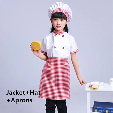 Kids Chef Jackets Kitchen Roleplay Uniform Cook Hat