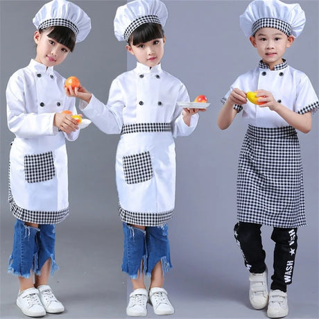 Kids Chef Jackets Kitchen Roleplay Uniform Cook Hat