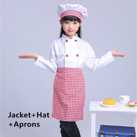 Kids Chef Jackets Kitchen Roleplay Uniform Cook Hat