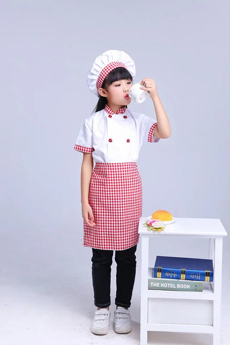 Kids Cook Tshirt Chef Uniform Children Kitchen Hat