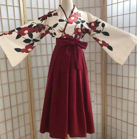 Kimono Sakura Girl Japanese Style Floral Print Vintage