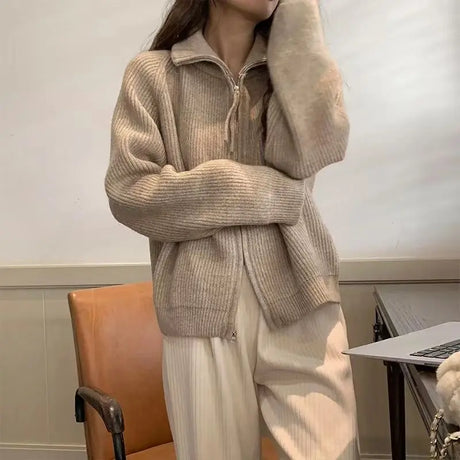 Knitted Cardigan Sweater Female Spring And Autumn Lapel