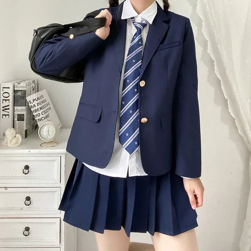 Korean School Uniform Navy Blue Blazer Japanese High