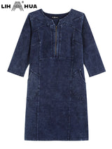 Lih Hua Women' Denim Dress Autumn Chic Elegant