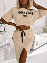 Lw Two Piece Good Viber One Shoulder Letter