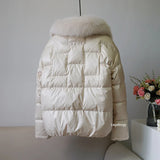 Lagabogy New Winter Women Real Fox Fur White