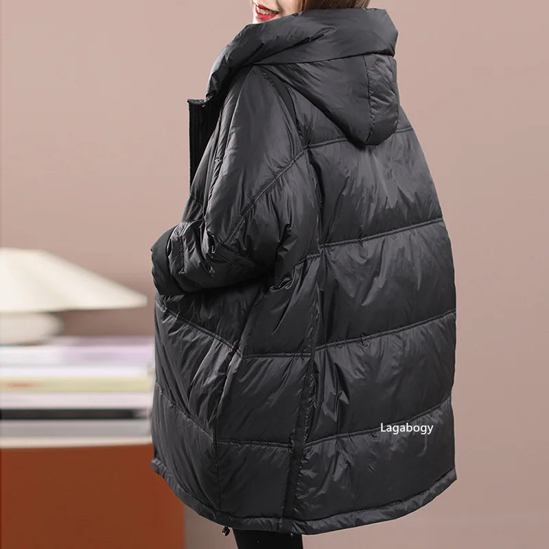 Lagabogy New Winter Women White Duck Down Loose