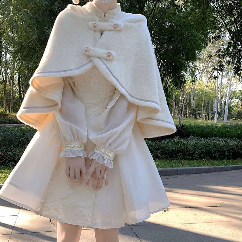 Lolita White Long Sleeve Dresses For Women Cheongsams