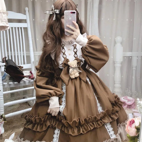 Long Sleeve Bear Bow Detail Lolita Long Sleeve