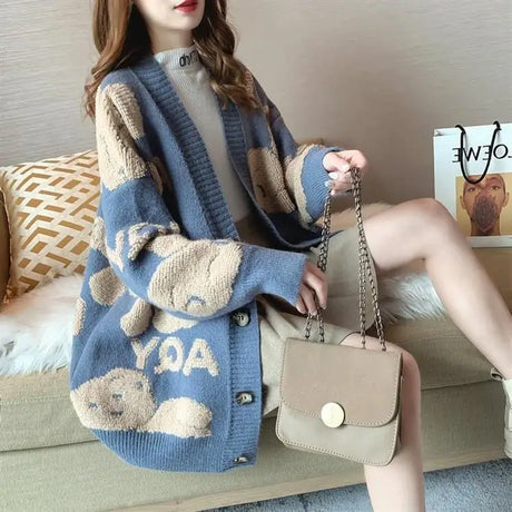 Loose Sweater Oversize Woman Christmas Sweater Coat Korean