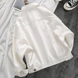 Lucuever White Denim Jacket Women Autumn Casual Loose