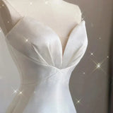 Luxury White Satin Wedding Trailing Mermaid Maxi Dresses