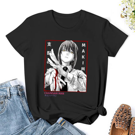 Makima Chainsaw T-Shirt Female Clothing Short Sleeve Tee