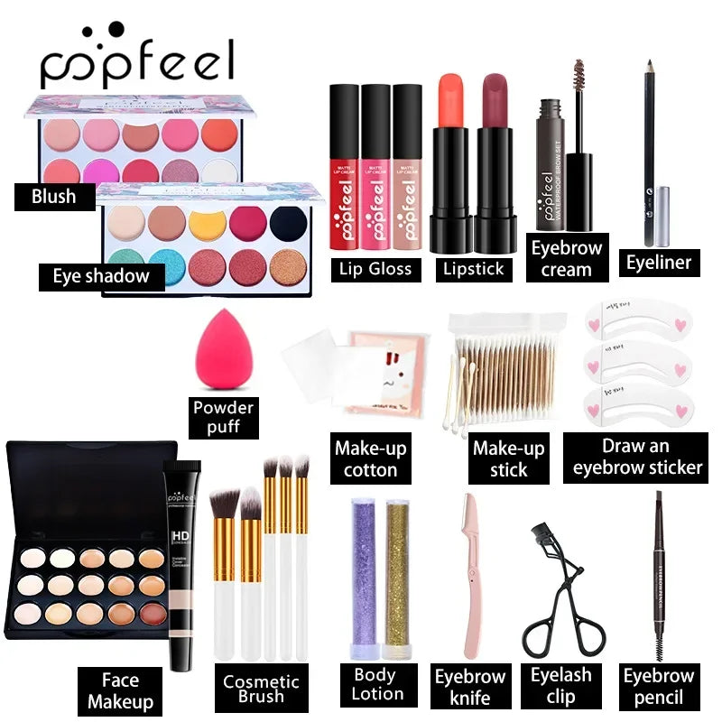 Makeup Kit Full Professional Eyeshadow Lip Gloss Blush