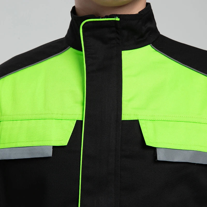 Men' Work Suit Printed Logo Reflective Strip Long