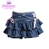 Mikumn Blue Denim Pleated Skirt Yk Aesthetic Sweet