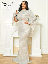 Missord Sequin Wedding Party Dress Elegant Women Turtleneck