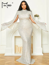 Missord Sequin Wedding Party Dress Elegant Women Turtleneck
