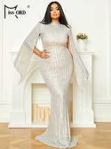 Missord Sequin Wedding Party Dress Elegant Women Turtleneck