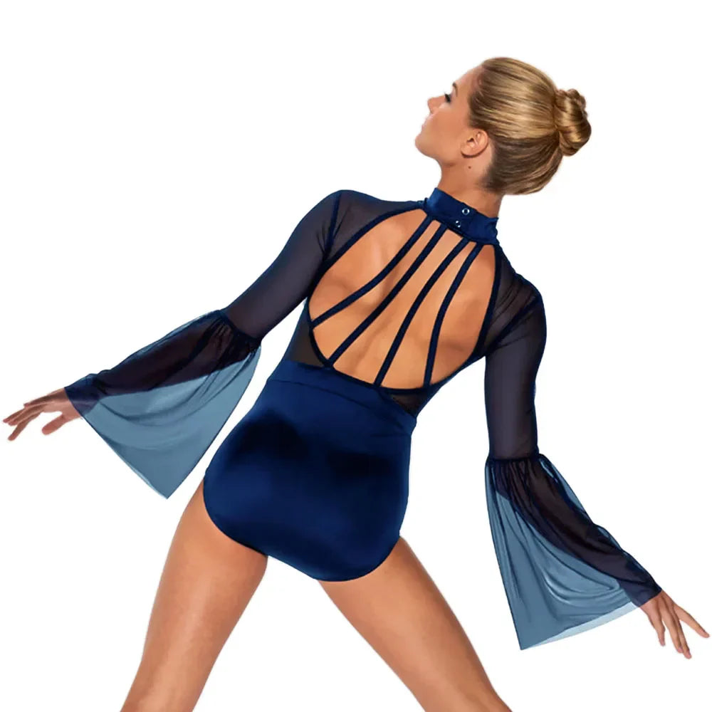 Modern Dance Leotard With Horn Sleeves Strapy Back