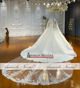 Ns4714 Amanda Novias Puffy Flor Sleeves Lace Luxury