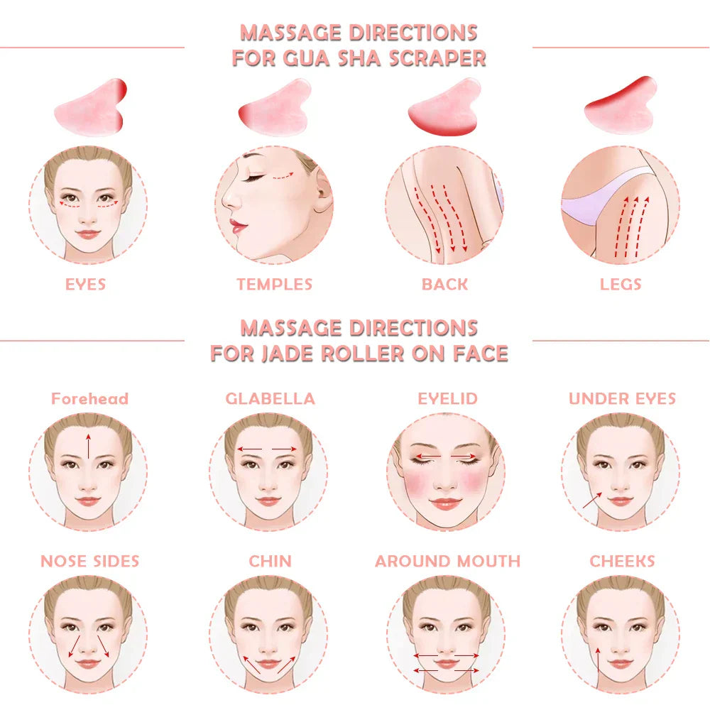 Natural Rose Quartz Jade Roller Gua Sha