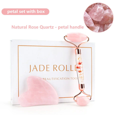 Natural Rose Quartz Jade Roller Gua Sha