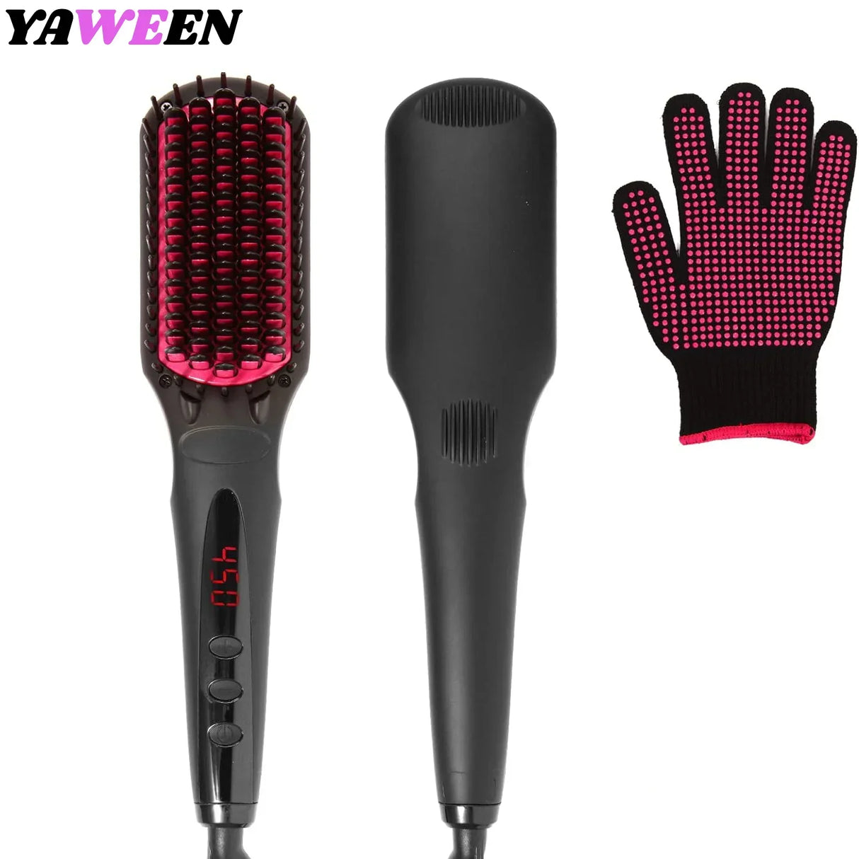 Negative Ion Hair Straightener Brush, Anti-Scald Portable Hot