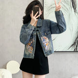 New Spring Denim Jacket Women Chinese Style Long