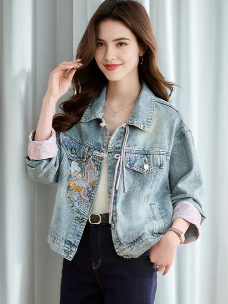 New Spring Women Denim Jacket And Coat Chinese