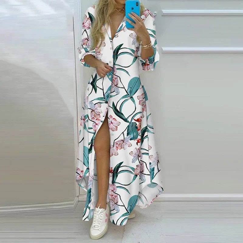 New Autumn Women Dress Loose Print Long Sleeve