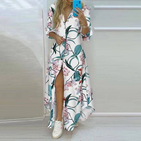 New Autumn Women Dress Loose Print Long Sleeve