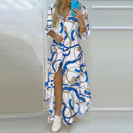 New Autumn Women Dress Loose Print Long Sleeve