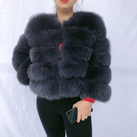 New Real Fox Fur Coat Women'S Winter Warm