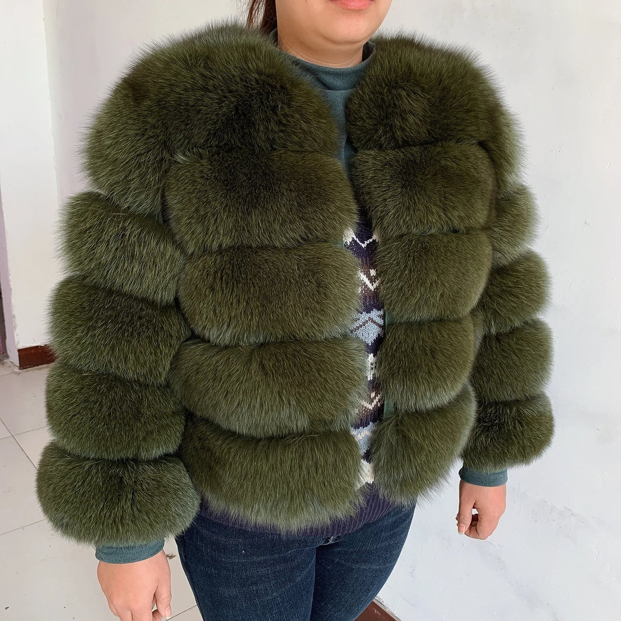 New Real Fox Fur Coat Women'S Winter Warm