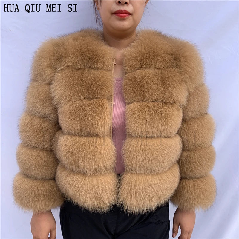 New Real Fox Fur Coat Women'S Winter Warm