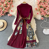 Oceanlove Print Vestidos Knitting Vintage Korean Autumn Winter