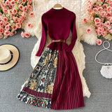 Oceanlove Print Vestidos Knitting Vintage Korean Autumn Winter