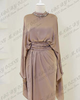 Oeing Simple Women Evening Dresses Muslim Long Sleeves