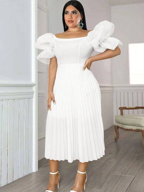 Ontinva White Midi Dresses For Women Off Shoulder