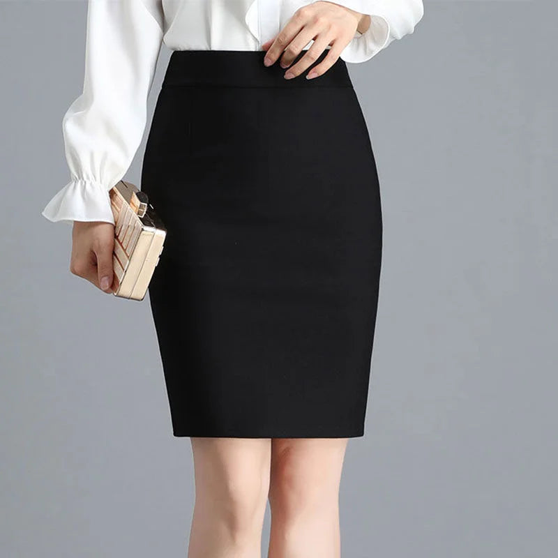 Office Lady Fashion Midi Black Split Skirts Spring