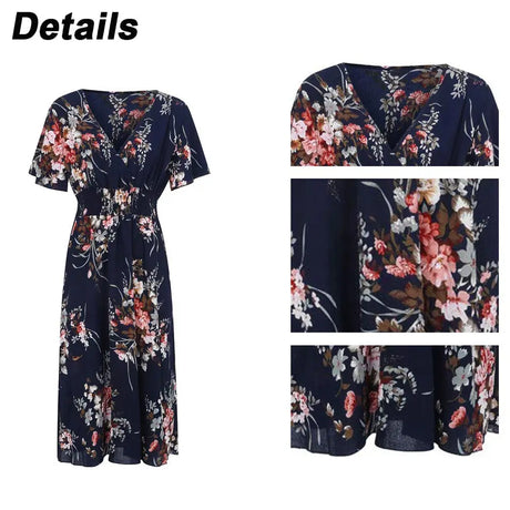 Oversized Dresses Women Boho Beach Floral Summer Dress