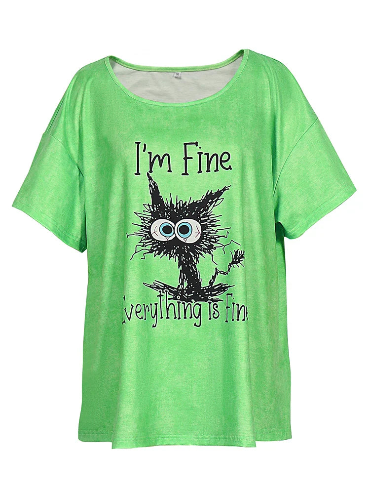 Fashion Womens T-Shirt 3D Kawaii Cat Print