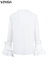 Vonda Fashion Women Shirts White Blouse Long