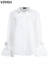 Vonda Fashion Women Shirts White Blouse Long