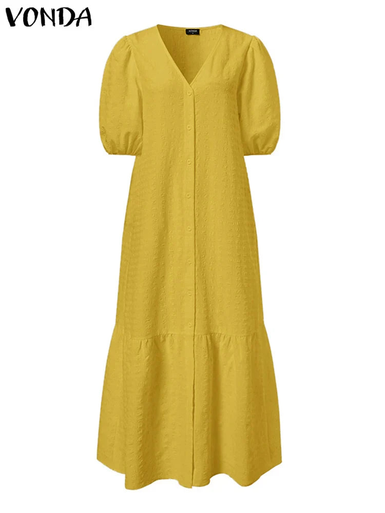 Vonda Women Shirt Dress Summer Sexy V