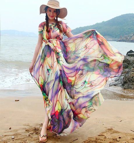 Bohemian Beach Sundress Flying Clothing Chiffon Loose Elegant